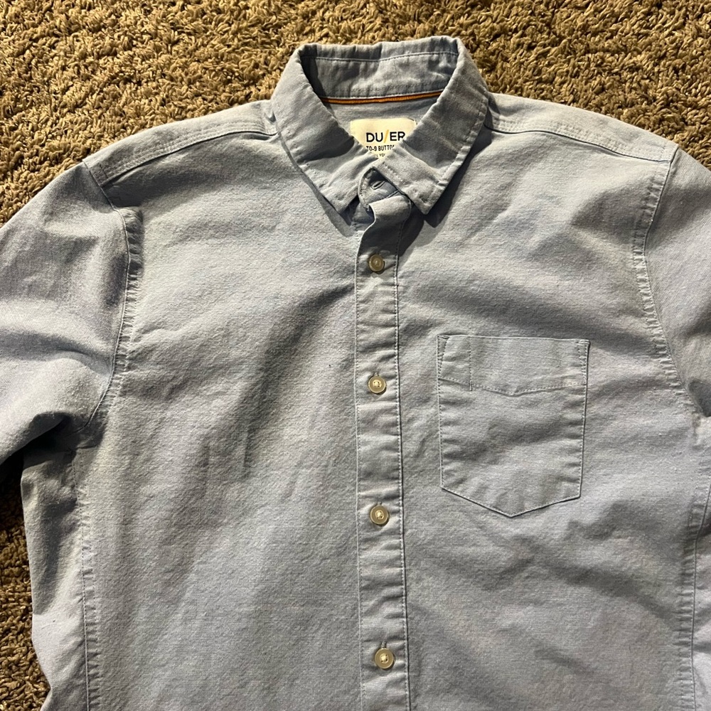 DU/ER Button Down Shirt Blue Mens Medium 9 To 9